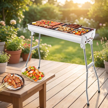 Barbecue au charbon en plein air.