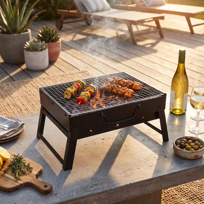 Barbecue charbon de bois à l `exterieur.