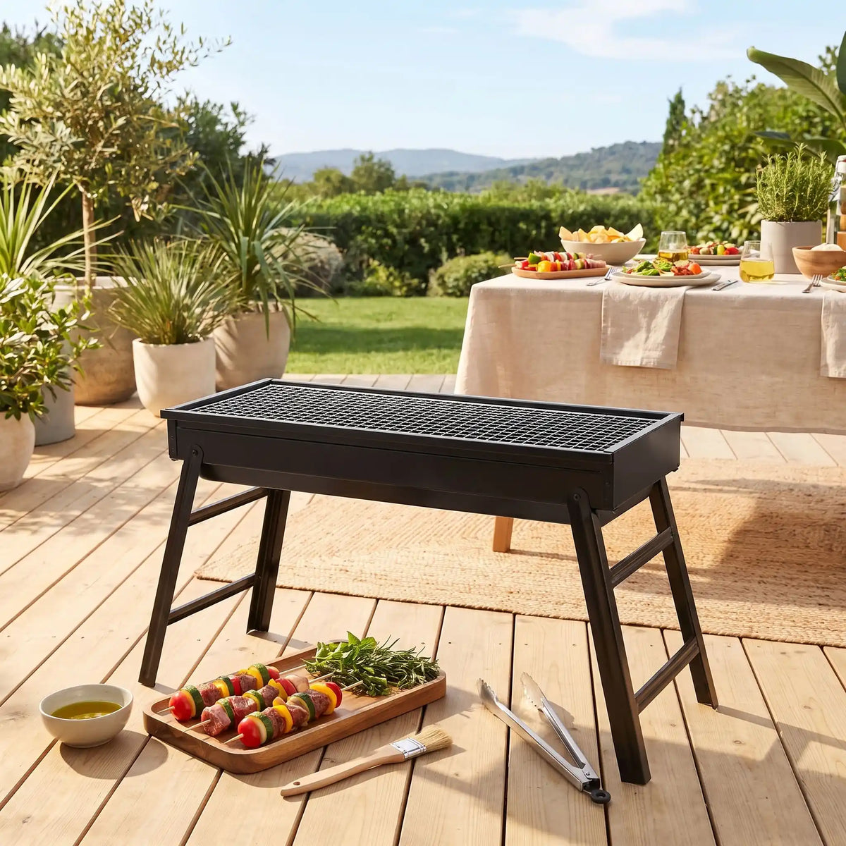 Barbecue à charbon en plein air.