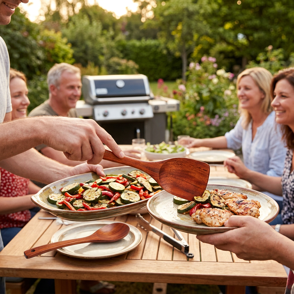 Repas de grillades en famille et entre amis.